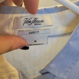 Blue collared button down dress shirt